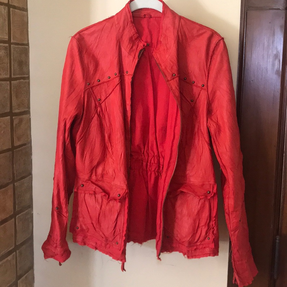 Pasha Veneto Red Leather Jacket, Sz M